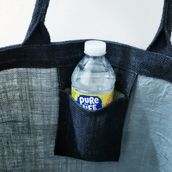 WICKED Silver Sequin Large Black Jute Market Beach Tote - Picture 5 of 11